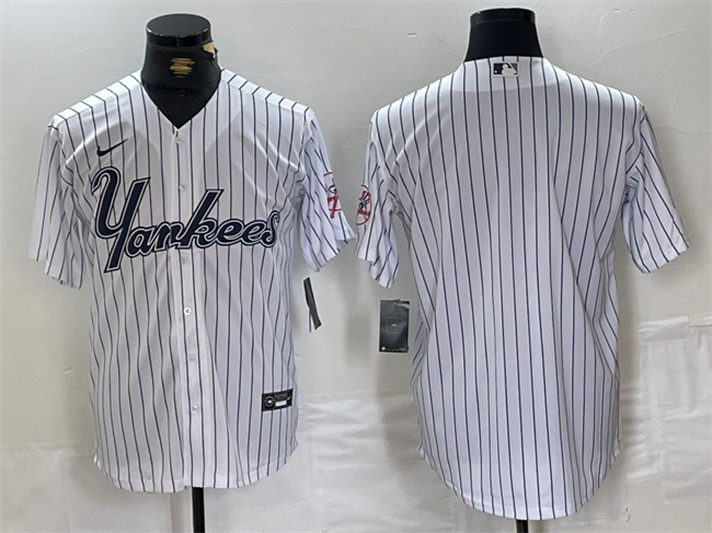 Men's New York Yankees Blank White Cool Base Stitched Baseball Jersey